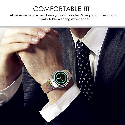 Gear S2 Watch Band, MoKo Milanese Loop Stainless Steel Mesh Bracelet Smart Watch Strap + Connector for Samsung Gear S2 SM-R720 & SM-R730 Smart Watch (NOT FIT Gear S2 SM-R735), COLORFUL - Thumbnail 7