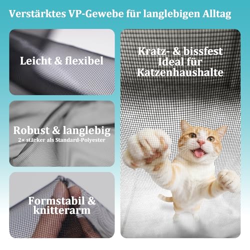 Apalus VP Fly Screen Door, Magnetic Insect Protection Balcony Door, 90 x 200 cm, Very Durable, Cat Claw-Safe, Stronger Magnets, 3.8 cm Wide Velcro Strap, Cannot Be Shortened