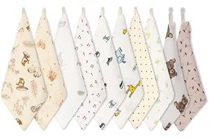 norinori Baby Msulin Washcloths Newborn Face Towel - Baby Muslin Burp Cloths 10Pack Soft Absorbent Natural Cotton Wash Towel 10"X10" Baby Bath Towels Wipes Baby Registry as Shower