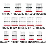 Chanzon Fast Switching/Schottky / Rectifier Diode Assorted Kit (200pcs 14 Values 1N4001 1N4004 1N4007 RL207 1N5404 1N5406 1N5408 UF4007 FR107 FR207 1N5817 1N5819 1N5822 1N4148) Electronic Assortment