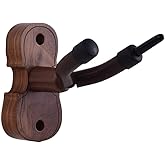 Daerzy Wall Mount Violin Fiddle Viola Hanger Hook Keeper with Bow Holder and Rubber Cushion Wood Base
