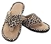 HomeTop Women’s Leopard Coral Fleece Memory Foam Spa Thong Flip-Flop Indoor / Outdoor House Slippers (9-10 B(M) US, Leopard/Tan)