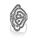 Dnswez Vintage Black Marcasite Crystal Butterfly Filigree Wide Cocktail Rings for Women Xmas Gift