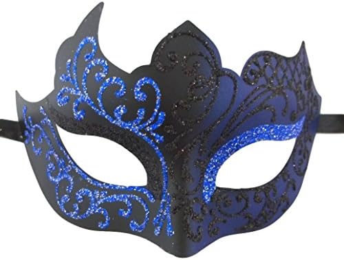 Black Navy Blue Unique Venetian Masquerade Mardi Gras Halloween Prom Mask