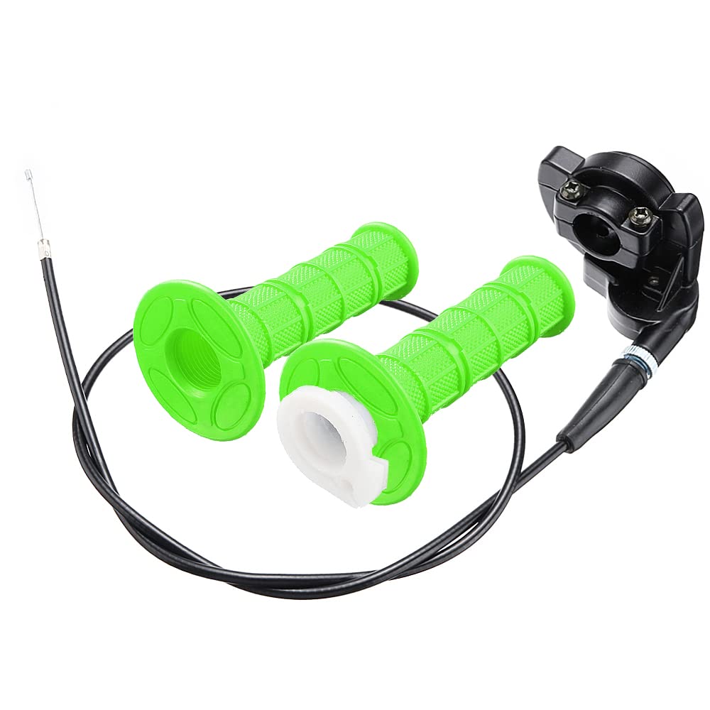 Dirt Bike Throttle Handlebar Grips 2PCS 7/8 inch, Motorcycle Handle Grips Motocross Grip Handlebar Throttle Grip Twist with Cable for 110cc 125cc Pitbike Motorcycle Dune Buggie