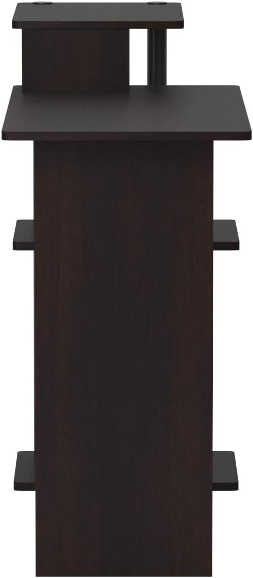 FURINNO Efficient Home Laptop Notebook Computer Desk, Square Side Shelves, Espresso/Black: Furniture & Decor