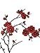 EmmasByEmma Two Asian Cherry Blossom Sakura Flower Iron on Embroidered Appliques Patch Japanese Chinese (Red)
