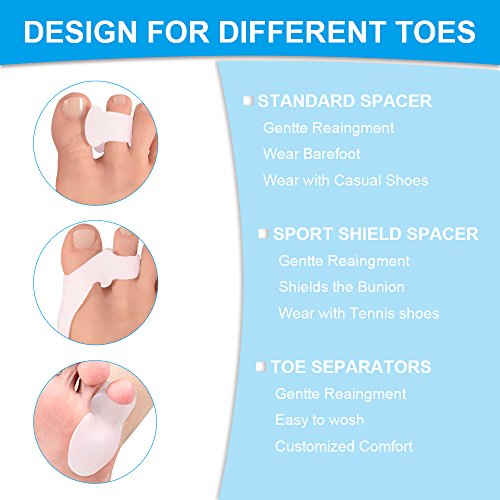 Bunion Corrector and Bunion Relief Kit for Bunion, Hallux Valgus, Big Toe Joint with Protector Sleeve, Separators, Straightener Splint and Foot Massage Ball by Jarvania