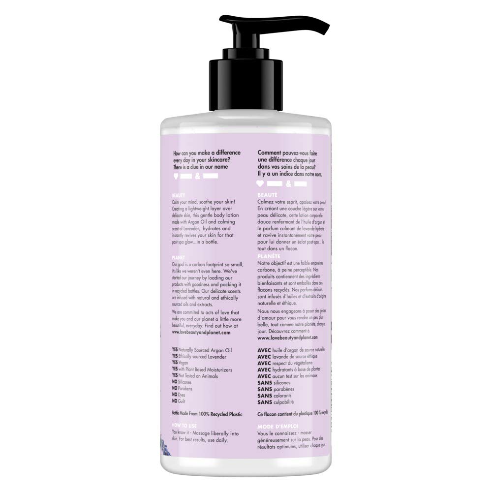 Love Beauty & Planet Body Lotion Argan Oil and Lavender 13.5 oz : Beauty