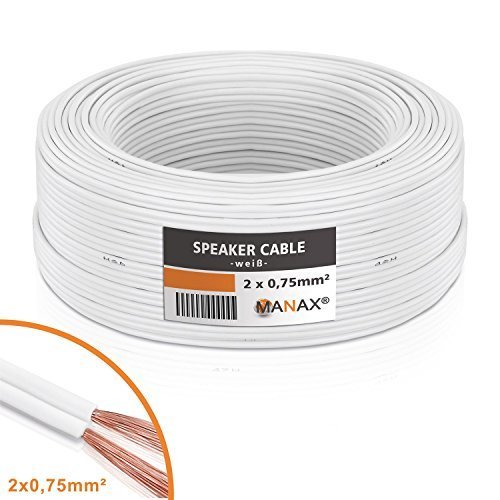 Câble Haut-Parleur MANAX 2x1.5mm² Blanc - Rouleau 50m | Conducteur CCA Pour Enceintes