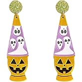 Halloween Earrings for Women Pumpkin Skeleton Skull Earrings Pumpkin Lantern Ghost Dorp Earrings Funny Ghost Pumpkin Dangle Earrings Cute Acrylic Dangle Earring Halloween Holiday Accessory Jewelry