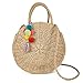 Straw Bag Pompom Pendant Handbag Keychain Colorful Tassel Ornaments for Women