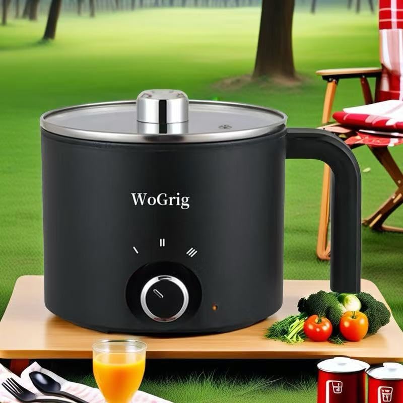 1.8L Electric Hot Pot，Ramen Cooker, Dual power supply Mini Portable Multi-Functional Lazy Pot for Pasta, Noodles, Egg, Soup,Rice，Non-Stick Noodle Cooker with Boil Dry Protection for Dorm, Office