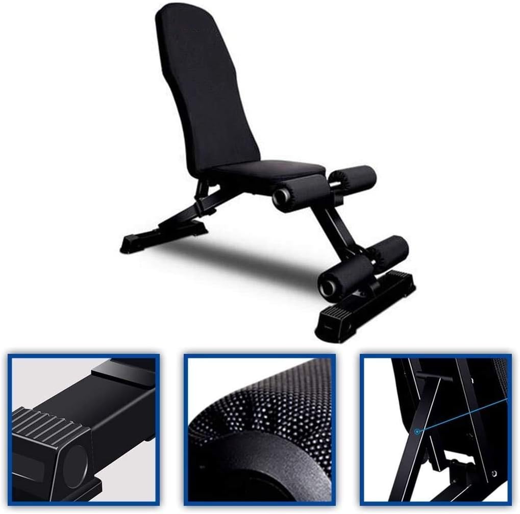 FOTEE Multifunctional Weight Bench, Sit Up Bench Adjustable Weight Bench Adjustable Dumbbell Bench Foldable Bench Press Gym Equipment at Home,Black_132x37x27cm