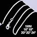 TTVOVO 925 Sterling Silver 1MM/2MM Snake/Box/Twisted Rope/Link Chain - Italian Crafted Necklace - Super Thin & Strong - 16