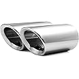 Dsycar Stainless Steel Exhaust Tips Pair, Chrome Polished, Compatible with Audi Q5/A4/A4L/A3, Compatible with VW CC 2012-2015/ Passat 1.8T 2.0T 2011-2015 / Tiguan 2011-2015 (Silver)