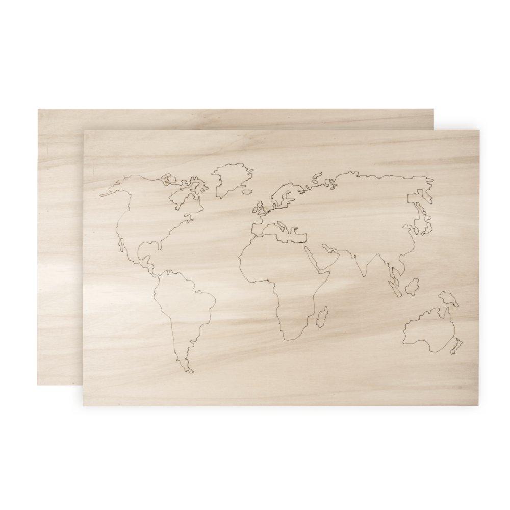 Rayher Wooden World Map Building Kit, DIY Wood Craft Set with Pre-Cut Wood Pieces, DIY Wall Display World, natural wood, 42x29.7x0.4cm, 62810000