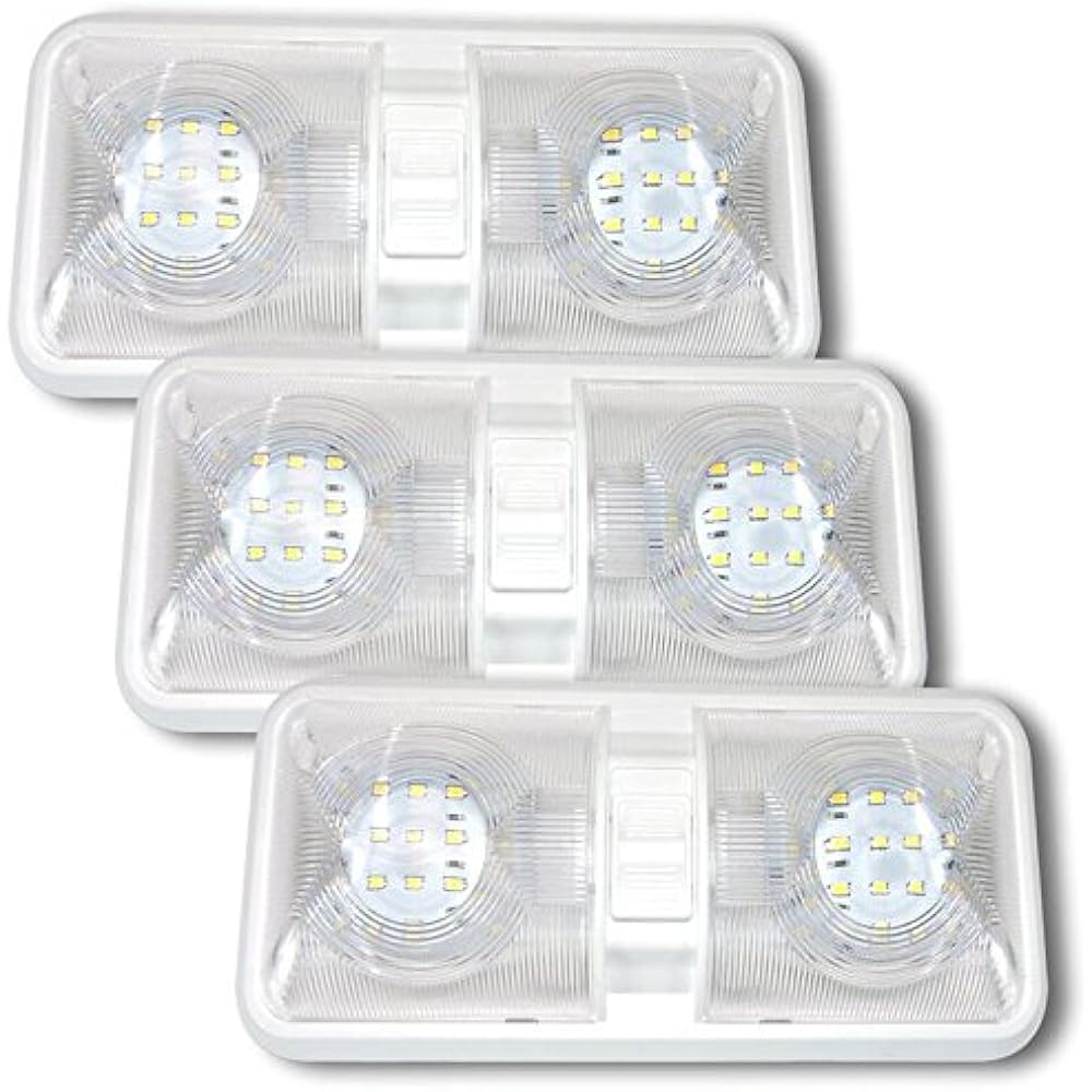 3 Interior Lighting Pack Rv Led Ceiling Double Dome Fixture On Off