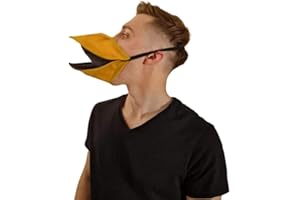 PUZOU Party Animal Face Cover Hand Made Duck Talking Open and Adults, Yellow, Medium