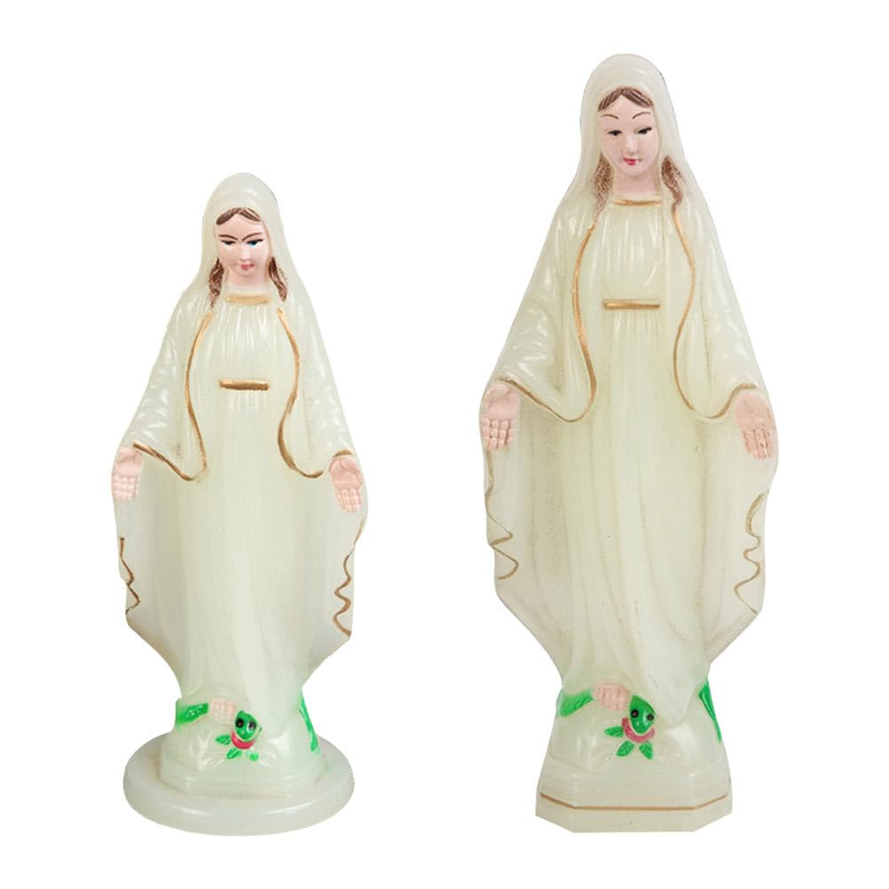 2pcs Virgin Decor for Table Religious Statue Catholic Christian Ornament Holy Family Figurine Kids Decor Virgin Mother Figurine Our Plastic Child European Style Flowerpot