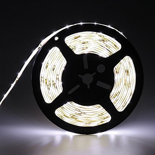 XINKAITE Led strip lights waterproof – 300 Units SMD 3528 LEDs, 12V DC Led lights tape 16.4 ft flexible string lights for home, hotels, clubs, Car Bar Party Decoration, white