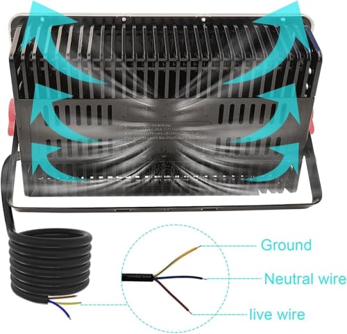 400W Reflectores Led Exteriores,con Interruptor, IP66 Water Proof, para Parques de Atracciones, Jardines, Garajes, Plazas, Fábricas, Estadios, Patios (Sin Enchufe)