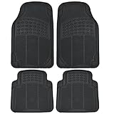 Custom Auto Crews - Heavy Duty 4pc Front & Rear Rubber Mats - All Weather Protection - Universal Car Truck SUV - Black