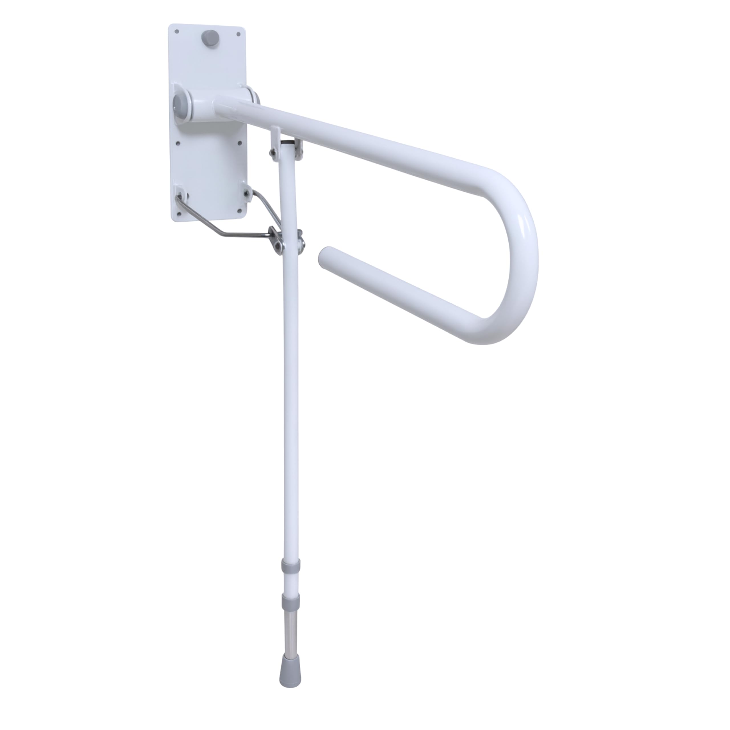 HOMECRAFT Folding Rail with Support Leg – Drop Down Grab Rails for Bathroom, Disabled Toilet Handle, Toilet Rails for Elderly Adults, Height Adjustable Safety Support Bar with Non-Slip Tips