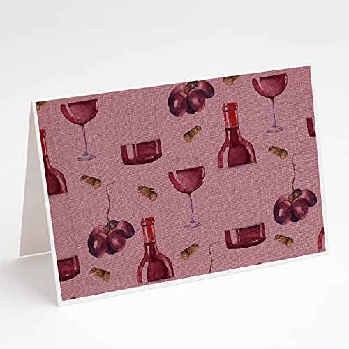 Caroline's Treasures BB5195GCA7P Red Wine on Linen Greeting Cards and Envelopes…