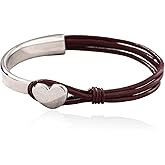 KummerSaprk Leather Bracelets for Women Heart Bracelet Boho Colorful Leather Wrap Braided Cuff Bracelet Jewelry Dress Accessories Trendy Stuff Birthday Christmas Gifts Stocking Stuffers
