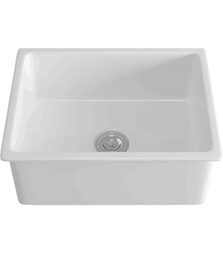 DeerValley Farmhouse Kitchen Sink 24 inch, White Fireclay