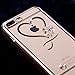 iPhone 8 Plus Case,iPhone 7 Plus Case,ikasus Mini Love Heart Glitter Bling Crystal Rhinestone Diamonds Clear Rubber Rose Plating Frame TPU Soft Silicone Bumper Case Cover for iPhone 8 Plus / 7 Plus