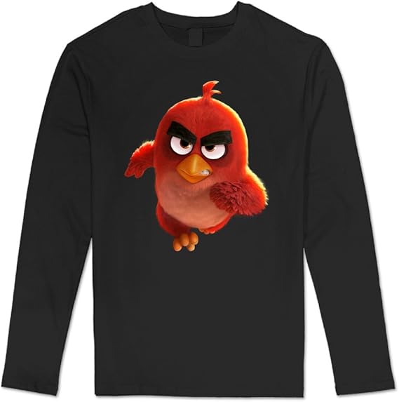 Amazon Tezei カゼイ 男 長袖tシャツ 今季最新 スポーツ アングリー鳥 レッド イラスト ファッション Black Xx Large Tシャツ カットソー 通販