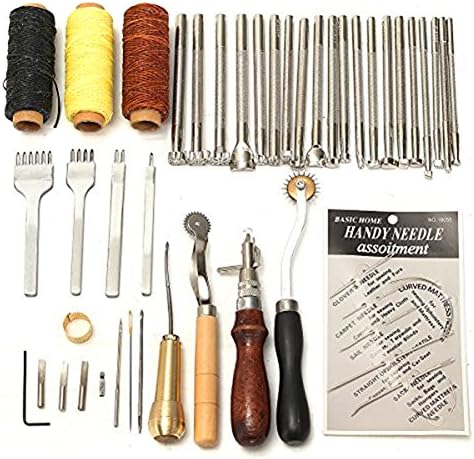 48pcs Leather Working Tools and Supplies Leather Sewing Kit Leathercraft Tools for Saddle, Leather, Canvas &amp; More
