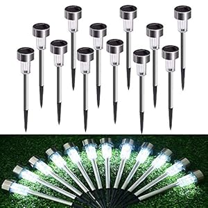 Tuinverlichting op zonne-energie, led-solarlamp van roestvrij staal, 12 stuks, waterdichte buitenverlichting…
