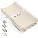 Blissful Diary Vegan Leather Baby Changing Pad with Waterproof &amp; Wipe-Clean PU Cover, Standard Size Cozy Diaper Changing Pad for Dresser and Table, Beige