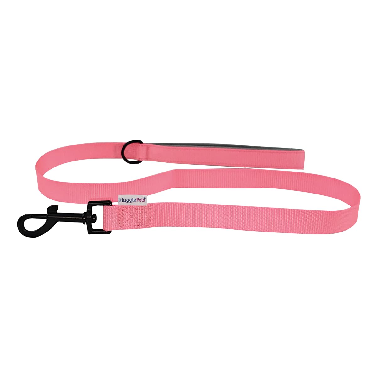 HugglePets Soft Padded Dog Lead. Pink Dog Lead with Metal Swivel Trigger Fastening, Reinforced Stitching, Accessory Clip & Soft Neoprene Handle.