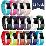 Maledan Replacement Bands Compatible with Fitbit Charge 2 for Women Men, 16-Pack, Small