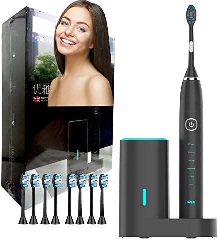 2019 New Electric Toothbrush, 6 Brushing Modes, 8 Replacement Heads, Clean as Dentist Use, Self-Sterilizing Sonic Electric Toothbrush