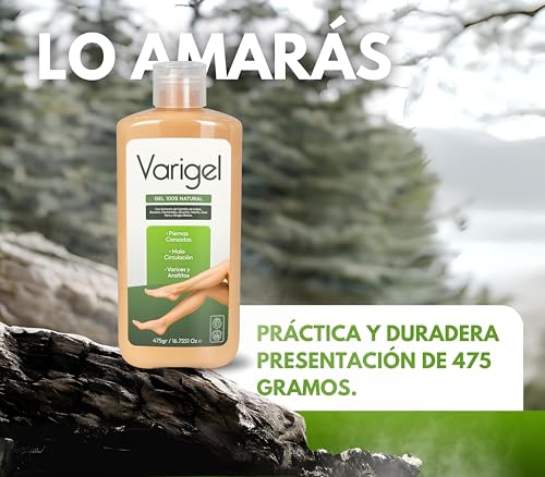 Varigel 475gr – Gel para piernas Cansadas e Hinchazón | Con Castaño de Indias, Hamamelis & Romero | Textura Ligera, Absorcion rápida