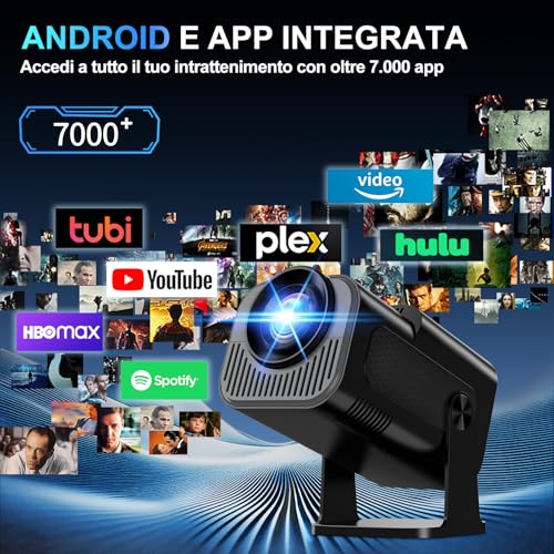 [Integrated App & 2026 Upgraded] 1080P 4K Projector with WiFi 6 Bluetooth 5.2 Mini Portable Projector Supports 270° Rotatable Car Keystone Projector TV Stick/USB/HDMI/PC with HDMI Cable & Mouse,Black