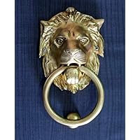 StonKraft Brass Lion Door Knocker Knockers Gate Knocker Door Accessories (Lion 6")