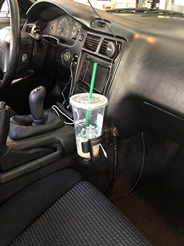Hard Install Heavy Duty Car Truck Flexible Metal Floor Seat Mount w/Universal Smartphone & Drinks Beverage Cup iPhone X 8 Plus Galaxy S9 Holder (Best Solution for Toyota MR2 & Mazda Miata Enthusiast)