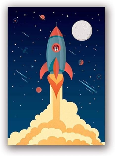 Amazon スペースロケットポスタープリント保育園の壁アートの装飾男の子ギフト宇宙船イラストアートキャンバス絵画キッズルームの装飾 50x70cmx1 フレームなし ウォールステッカー オンライン通販 Amazon スペースロケットポスタープリント保育園の壁アートの装飾男の子ギフト宇宙船イラストアートキャンバス絵画キッズルームの装飾 50x70cmx1 フレームなし ウォールステッカー オンライン通販