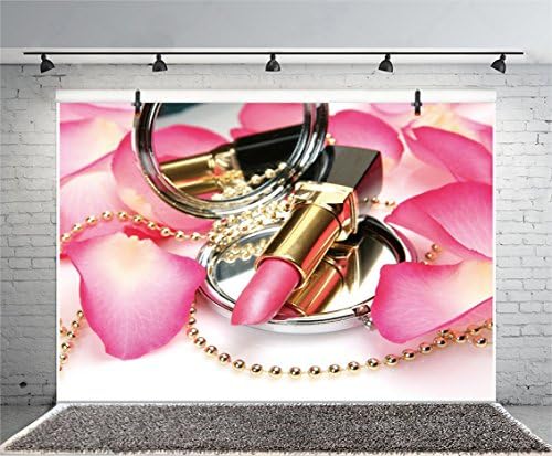 Leyiyi 6x4ft Photography Backdrop Fashion Make Up Blog Broadcaster Background Petal Lipstick Mirror Handbag Necklace Girls Room Interior Decor Birthday Banquet Photo Portrait Vinyl Video Studio Prop