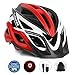 MOKFIRE Adult Bike Helmets with Rechargeable USB Light, Bicycle Helmet Men Women, Road Cycling & Mountain Biking Helmet with Removable Visor and Lining, 22.05-24.41 Inches (Red)