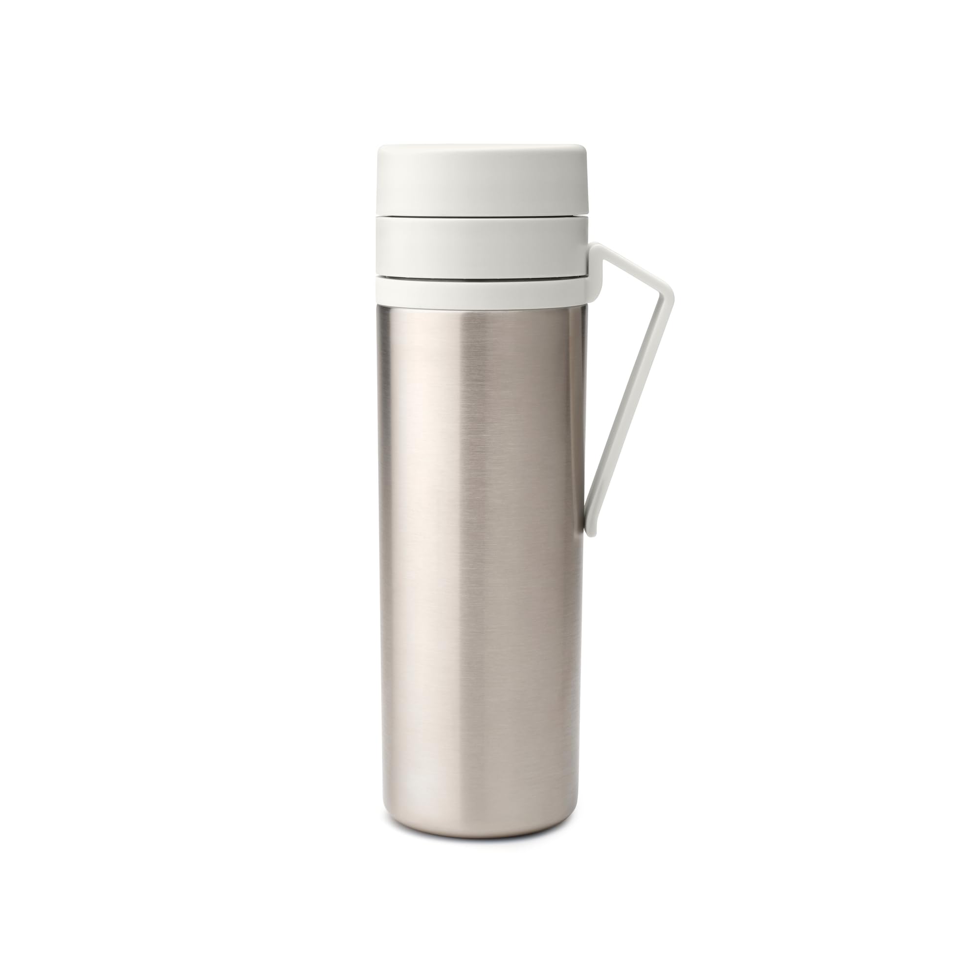 Brabantia - Make & Take Insulated Flask with Belt-Clip, Keeps Drinks Hot for 6 Hours or Cold for 12 Hours, Leak-Proof and Dishwasher Safe - Light Grey, 0.5L