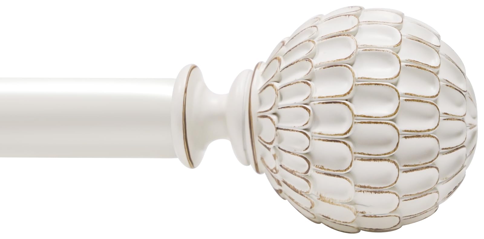 Photo 1 of Vintage White Curtain Rod for Windows 66 to 120 inch, 1-inch Heavy-Duty Adjustable Curtain Rod with Decorative Pinecone finials for Farmhouse Living room, Bedroom, Dining room