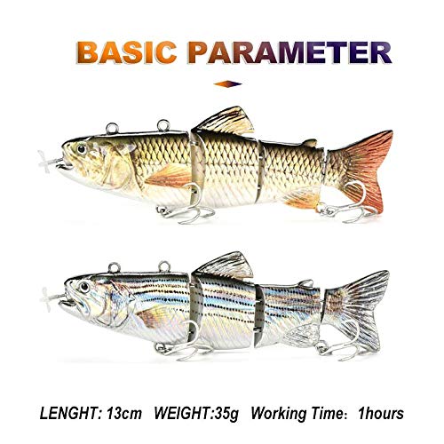 jtxqy USB wiederaufladbare Angelköder, elektrische Angelköder Wobbler 4-Segment Swimbait USB wiederaufladbare künstliche… – Bild 5