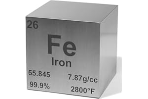 HEAVENLY METALS Iron 0.5" Metal Density Cube - 99.9% Pure Element for Chemistry - Periodic Table Design Educational Scientific Elemental Specimen